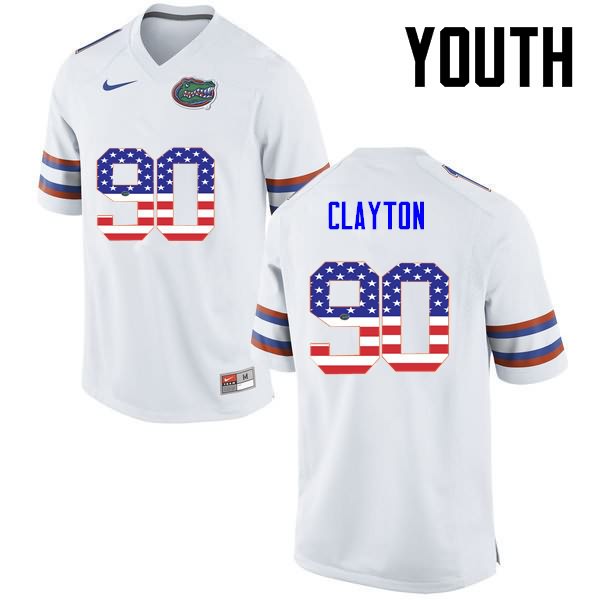 Youth NCAA Florida Gators Antonneous Clayton #90 Stitched Authentic USA Flag Fashion Nike White College Football Jersey VIK7665YP